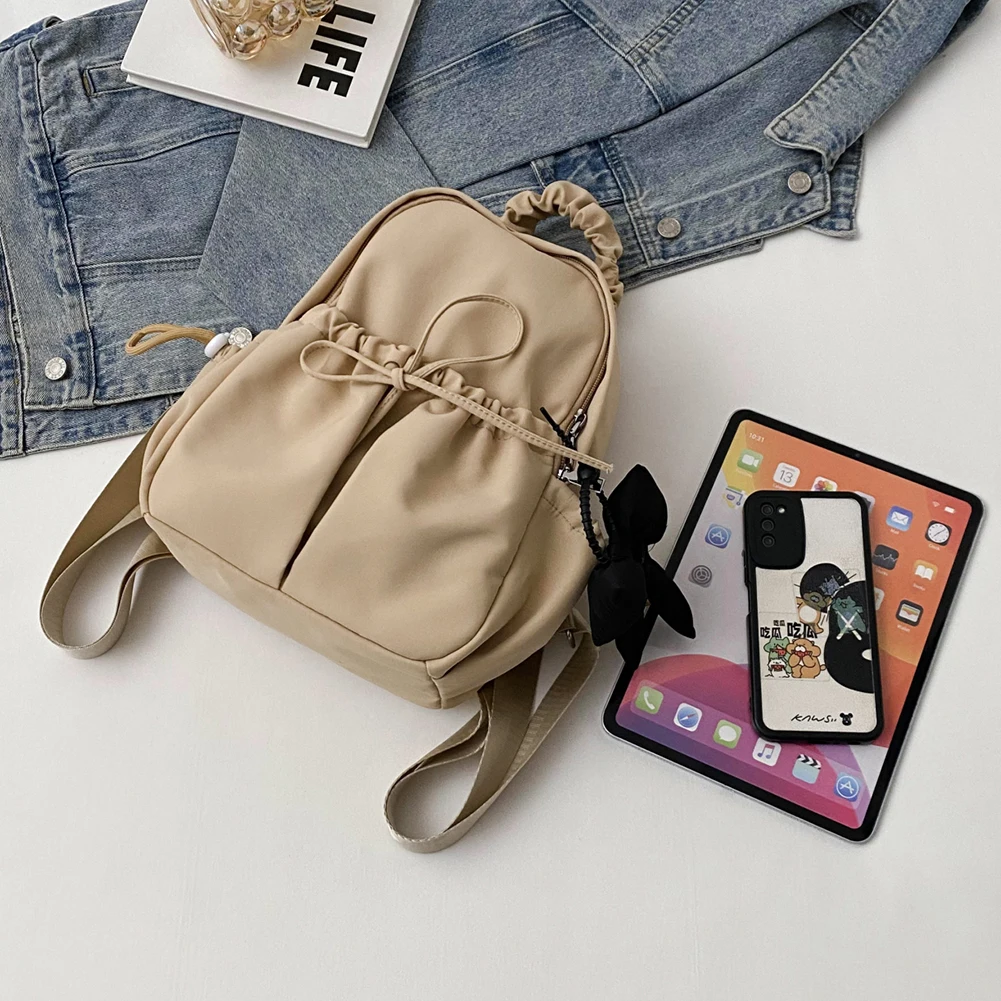 Pleated Women Backpack Cute School Bags for Girls Students Schoolbag Teens Ruched Casual Book Bag Mochila Nylon Travel Backpack 5