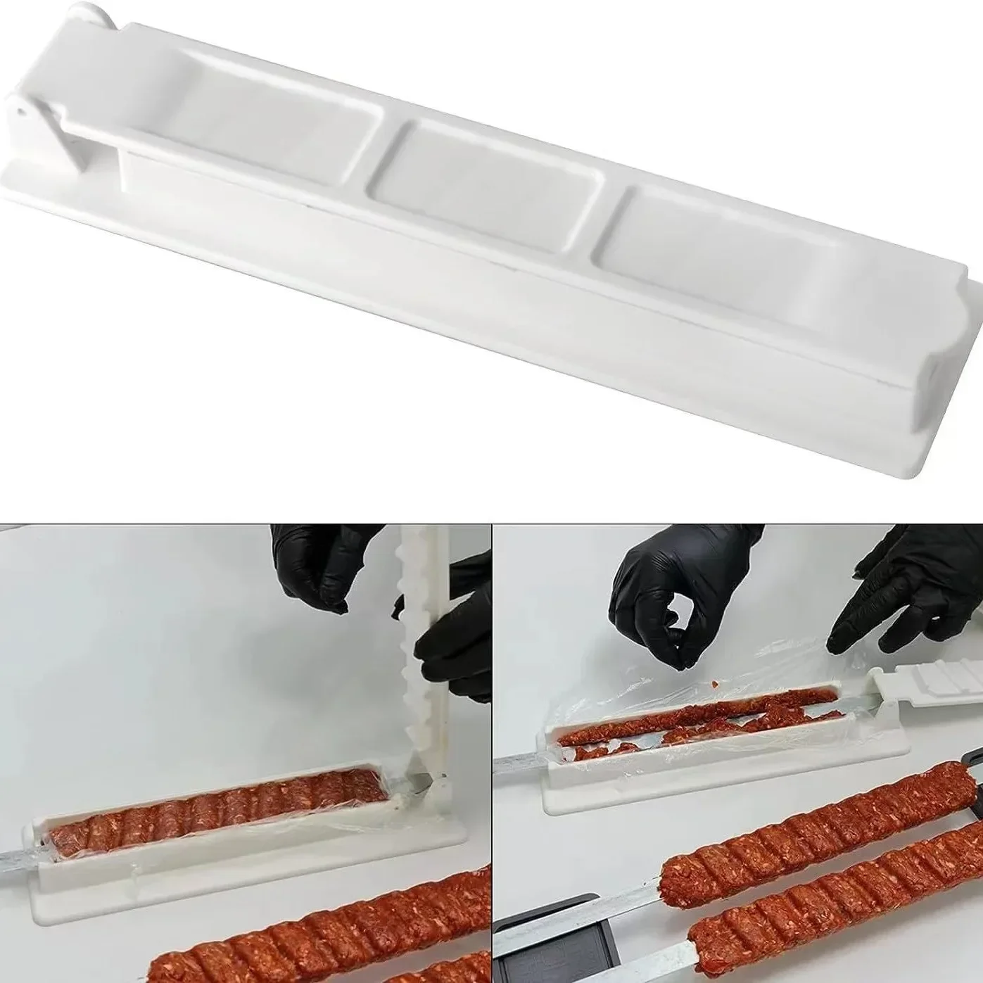 Single Row Kebab Maker BBQ Meat Skewer Making Machine Reusable Plastic Barbecue Skewer Maker Kebab Preparation Camping BBQ Tools