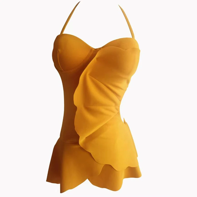Summer Sexy Y2k New Swimsuit Women Elegant Fashion Minimalist Chic Stripe Solid Color Ruffles Off the Shoulder Hollow Out Bikini