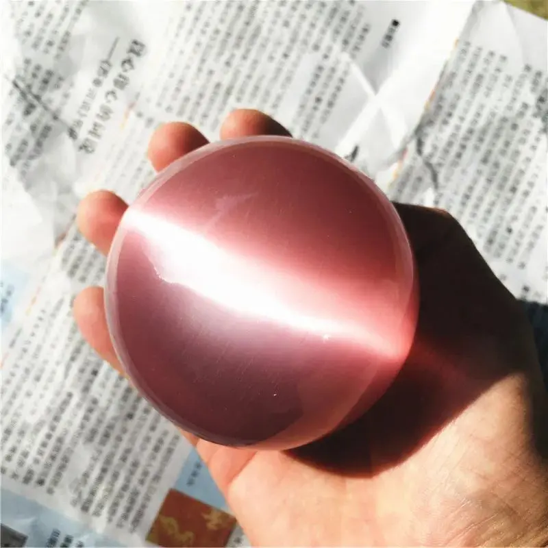 4-10cm Natural pink cat eye crystal ball divination energy stone ball photography decorative ball 4