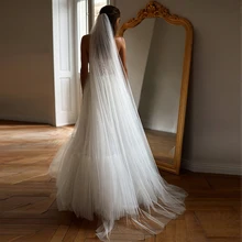 

RANMO One Layer Veil 2 M Simple Cut Edge Long Wedding Veil With Comb Glitter Tulle Women's Bridal Veil Custom Made