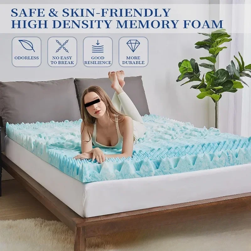 2 Inch Queen Mattress Topper 7-Zone Memory Foam Mattress Topper-Cooling Gel Foam
