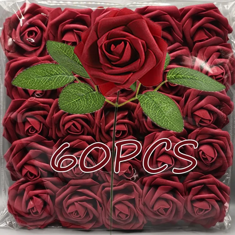 Artificial PE Foam Rose Flower Heads 5-60pcs for Home Wedding Party Table Decoration DIY Scrapbook Supplies