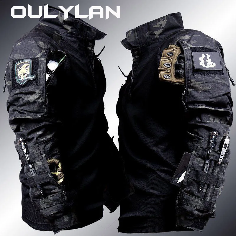 Tactical Hunting Suit Outdoors Training Durable Breathable Camo Set Waterproof Quick Drying Combat Two Piece Set tactical combat suit
