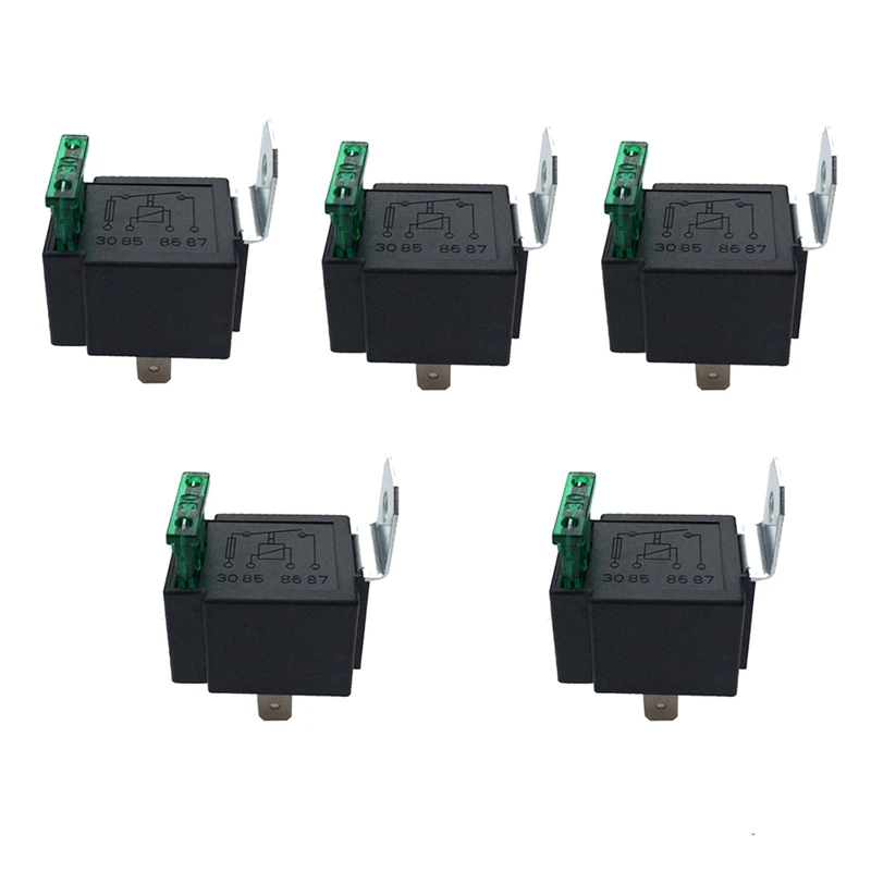 5PCS Automotive Relays 4 Pin 12V / 30A Auto Relay with Fuse, Coil