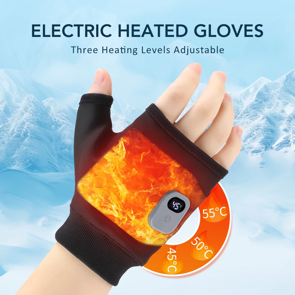 3 Levels Electric Heated Gloves Rechargeable 360° Thermal Hand Brace Gloves Windproof Hand Warmer for Outdoor Hiking Cycling