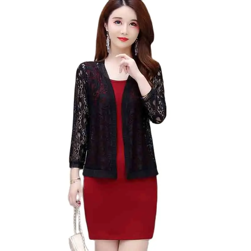 

2022 Summer New Lace Small Shawl Short Women's Top Loose Cardigan Thin Coat All-match Short Skirt Casual Women's Cardigan 6XL