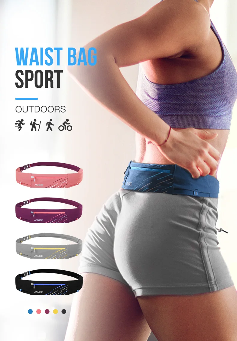 Aonijie W8105 W8112 Unisex Lightweight Running Waist Bag Belt Hydration Fanny Pack Sports Pockets For Jogging Fitness Gym Hiking 3