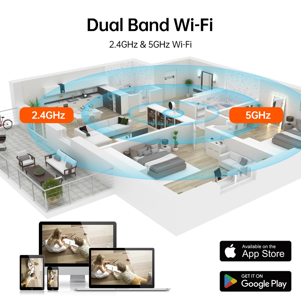 5MP WiFi Camera Baby Monitor 3K Pan-Tilt IP Cam Smart AI Detection Smart Home 24/7 Video Surveillance Cameras Foscam security camera