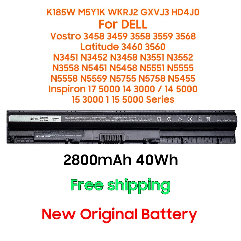 

Аккумулятор M5Y1K на 2800 мА · ч, 40 Вт · ч для ноутбука Dell Inspiron 15 3000 series 15-3551/3552/3567 15 5000 series 5551/5552/5555/5558/5559