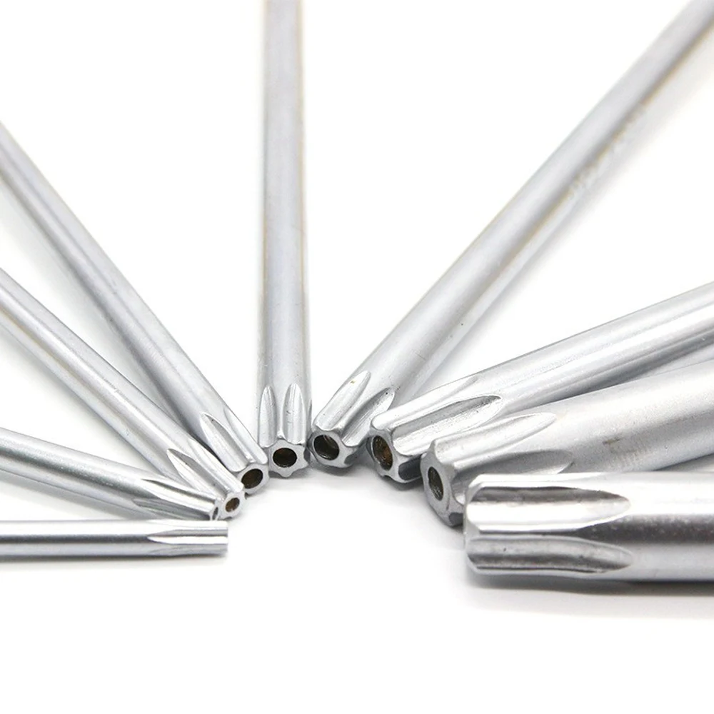 1pc Torx 스크루 드라이버 T 핸들 Torx 키 강철 육각형 스크루 드라이버 (중간 구멍 포함) T10/T15/T20/T25/T27/T30/T40/T45/T50