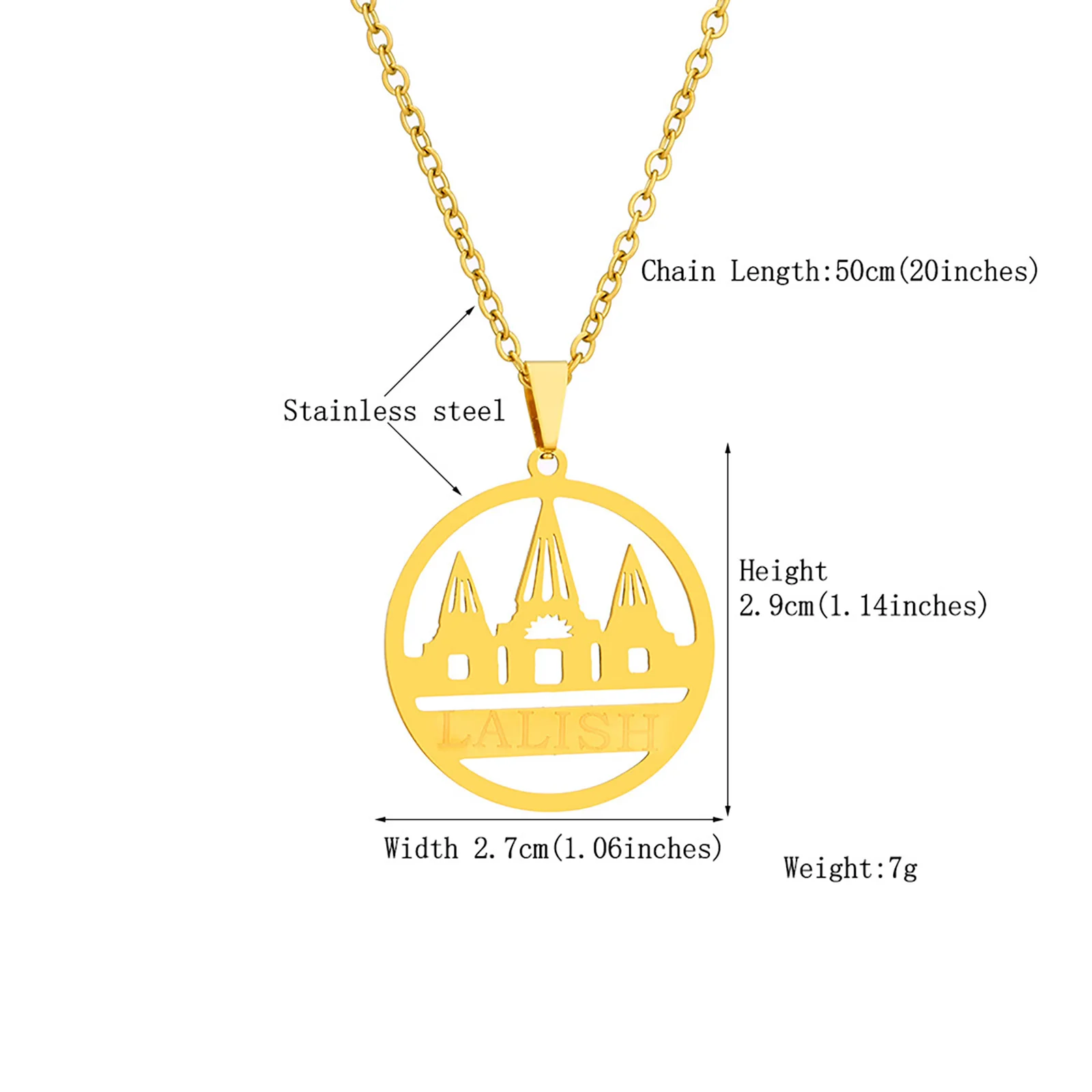 Edelstahl-Halskette mit Yazidi-Tempel-Anhänger für Damen und Herren, ethnischer Stil, Schmuck, Geschenk – Detail 3