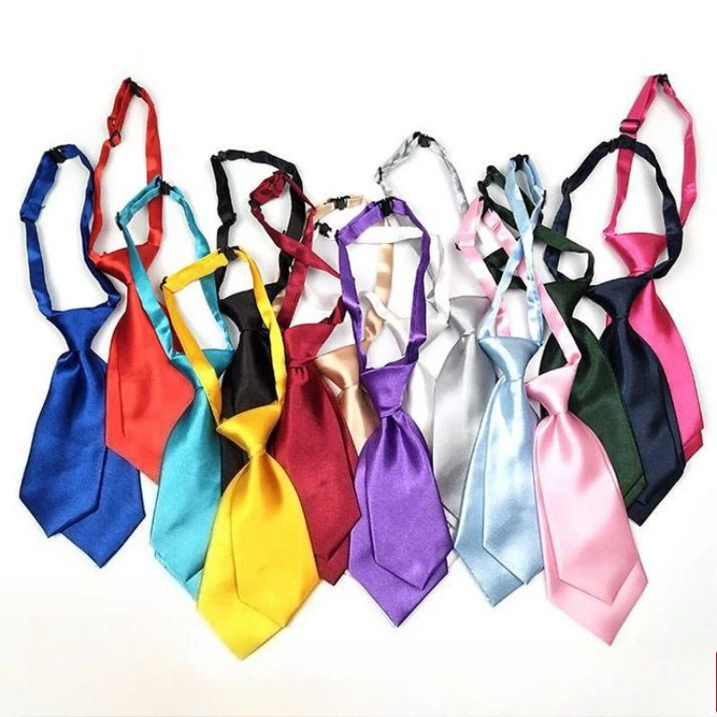 Einfarbige, zweiteilige kleine Krawatte für Jungen und Mädchen, leuchtende Farben, kurze Krawatte, Kinder-Schuluniform-Krawatte, lässige Alltagskrawatte – Detail 1