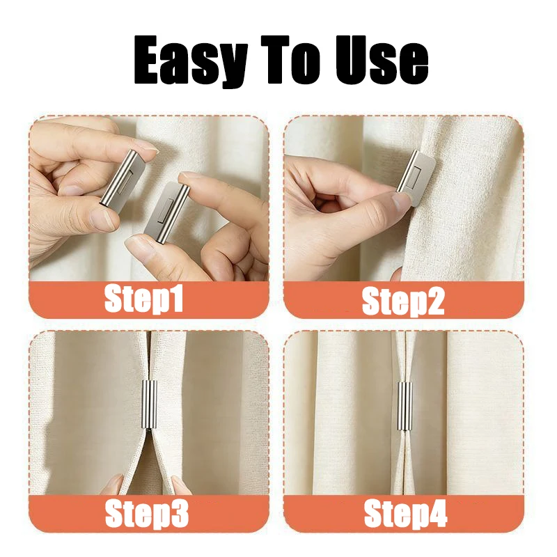Clip Magnetiche Forti per Tende, Senza Chiodi, Clip di Chiusura Oscuranti, Mantengono le Tende Chiuse, Prevenzione Infiltrazione Luce per Casa, Camera da Letto, Ufficio - immagine 6