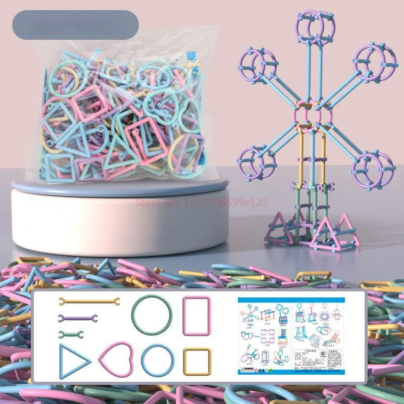 100/420/710pcs Candy-colored Magic Wand Early Education Building Blocks Plastic Blocks Set Educational Toy Assemble Diy Kids Toy