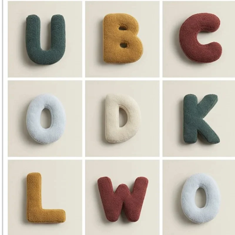 Ins 26 English Letters Plush Throw Pillow Soft Stuffed Kids Toys Dolls Sofa Cushion Room Decor Shooting Props for Children Gifts 5