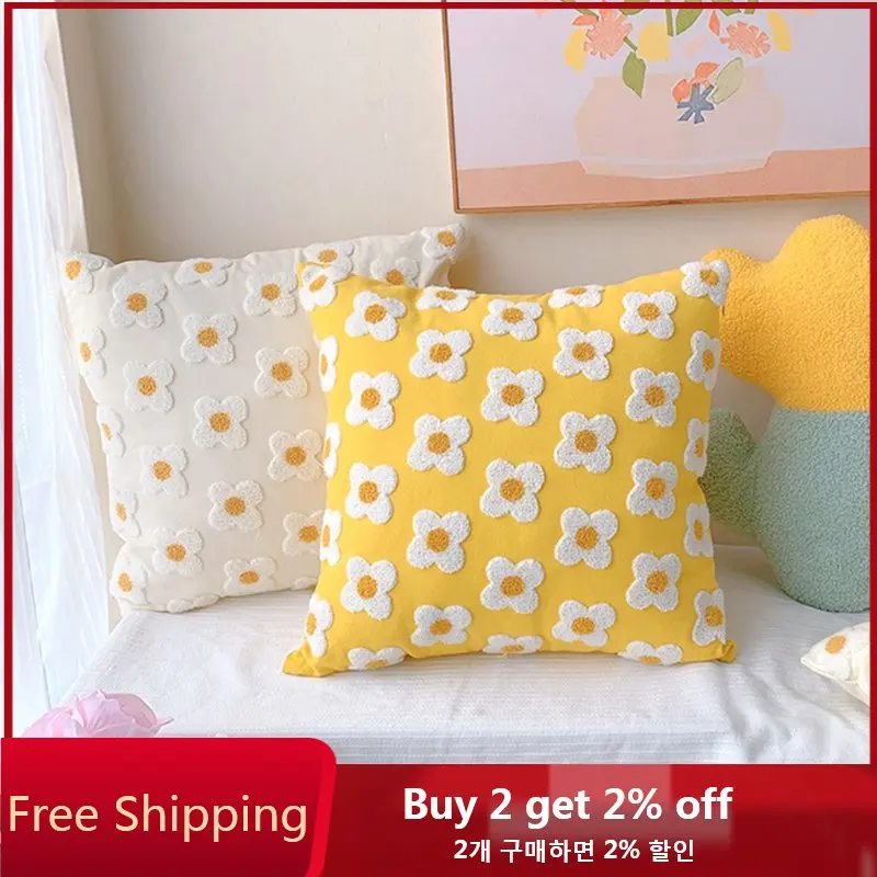 Flower Embroidery Cushion Cover Flower Cute Cushion Cover Chair Cushion Embroidery Pillow