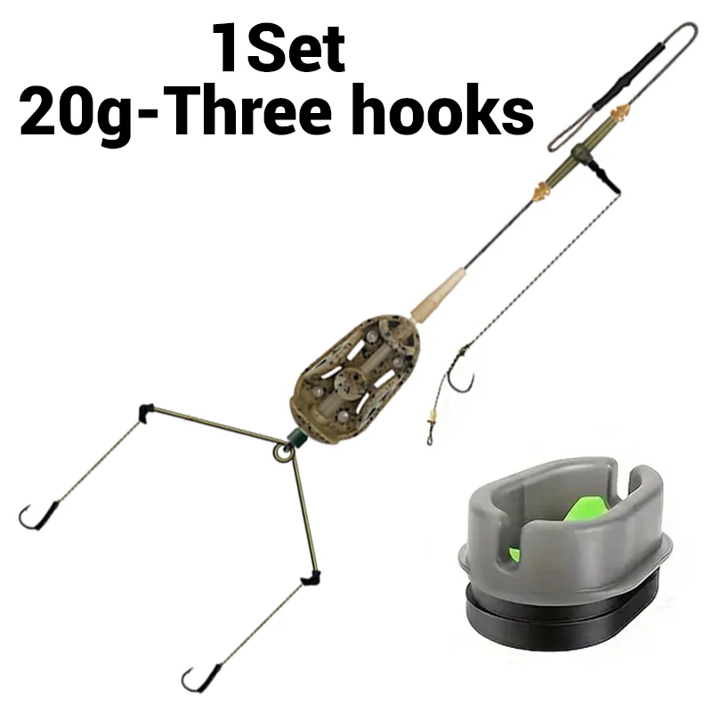 Vorgebundene 3-Haken-Karpfenhaar-Rigs mit Leadcore | Method Feeder Ready | Tarnköder, gemischte Farben | Robustes Süßwasserangeln