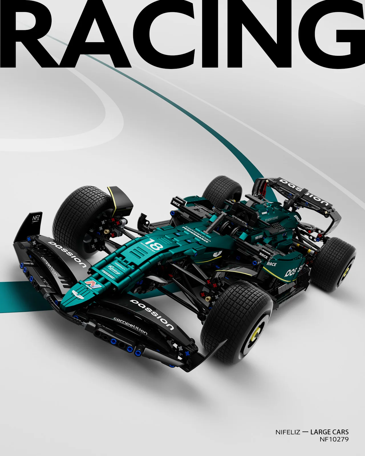 Nifeliz AM24 Formula 1 Racing Car Building Set,1:8