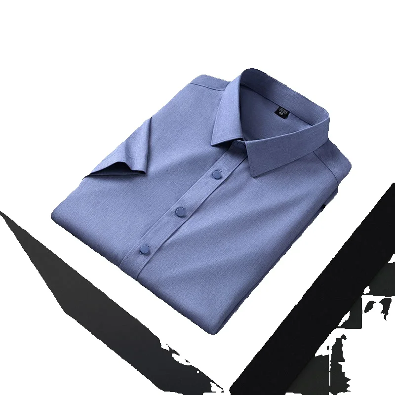 

Summer 2022 New Men's Casual Short Sleeve Shirt Mint Fiber Light Business No Iron Middle-aged and Elderly Shirt Men