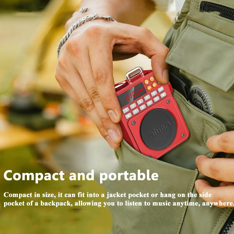 Mini Pocket Bluetooth Speaker Shocking Bass Music Box Soundbar LED Flashlight FM Radio Recorder with HD Display Support TF USB