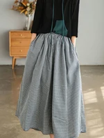 Elegant Woman Dress Plaid Pants Thin Cotton Linen Wide Leg Trousers Women 2023 Summer High Waist Baggy Jogger Pants Sweatpants - Image 2