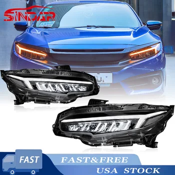 SINDAR LED Headlights For Honda Civic 2016-2021 10th Gen Sequential Front Lamp Assembly