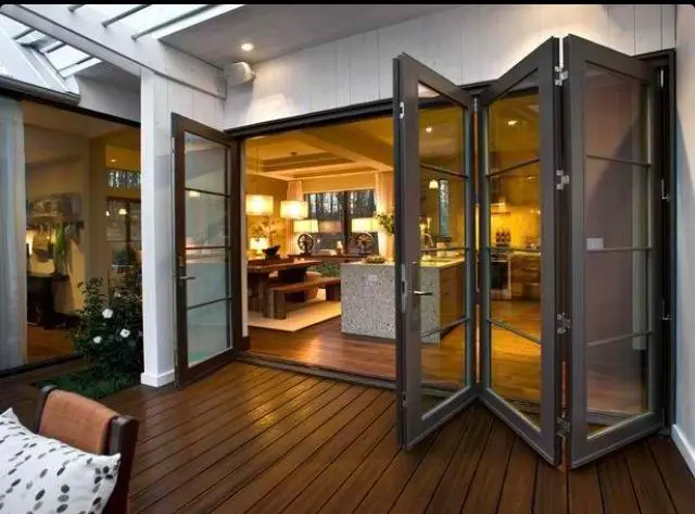 DN Accordion Type Folding Door Outdoor Multi Locking Folding Patio Doors Exterior Vertical Bifold Aluminum Doors High Security