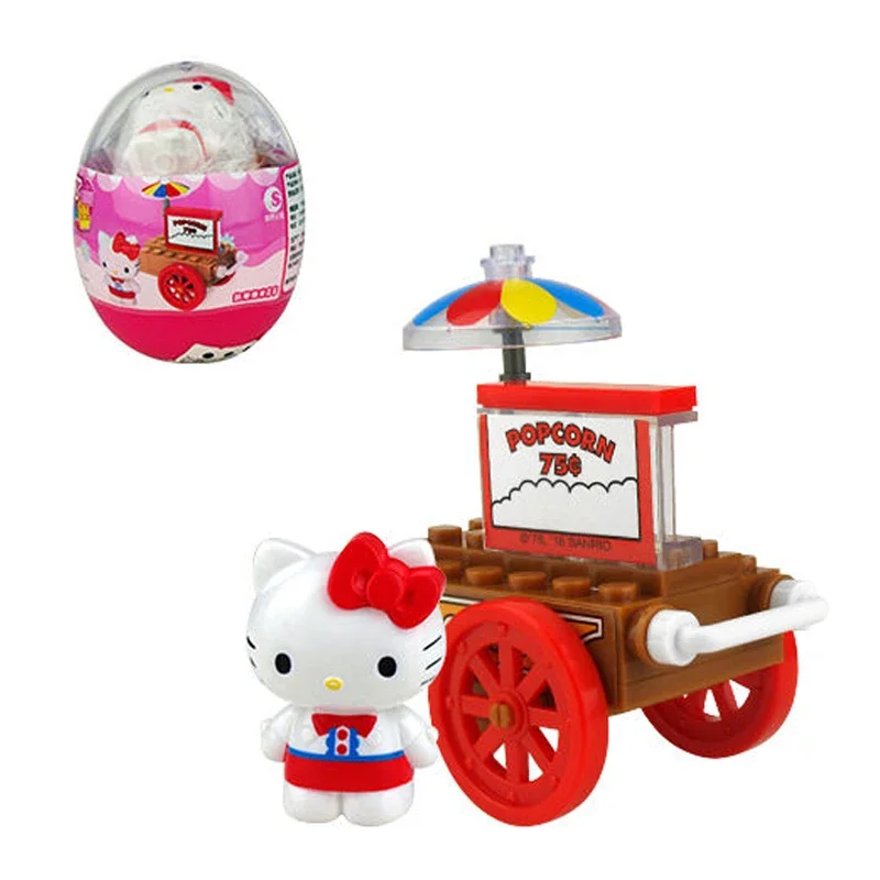 Anime Sanrio Hello Kitty Gacha Building Block Toys Hello Kitty Happy Farm Fun Twist Egg Kids Birthday Christmas Gift