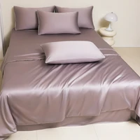 Premium Purple Soft Silky Bedding Set Twin Double Queen 4Pcs Reversible Duvet Cover Set Bed Sheet/Flat Sheet Pillowcases 4Pcs 2