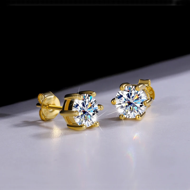 Pass Diamond Tester Pen Moissanite Studs Earrings For Men Women 18K Plated Bride Wedding Gemstone 925 Silver Earrings Silver Stud Earrings Silver Earrings Studded Earrings Womens Earrings