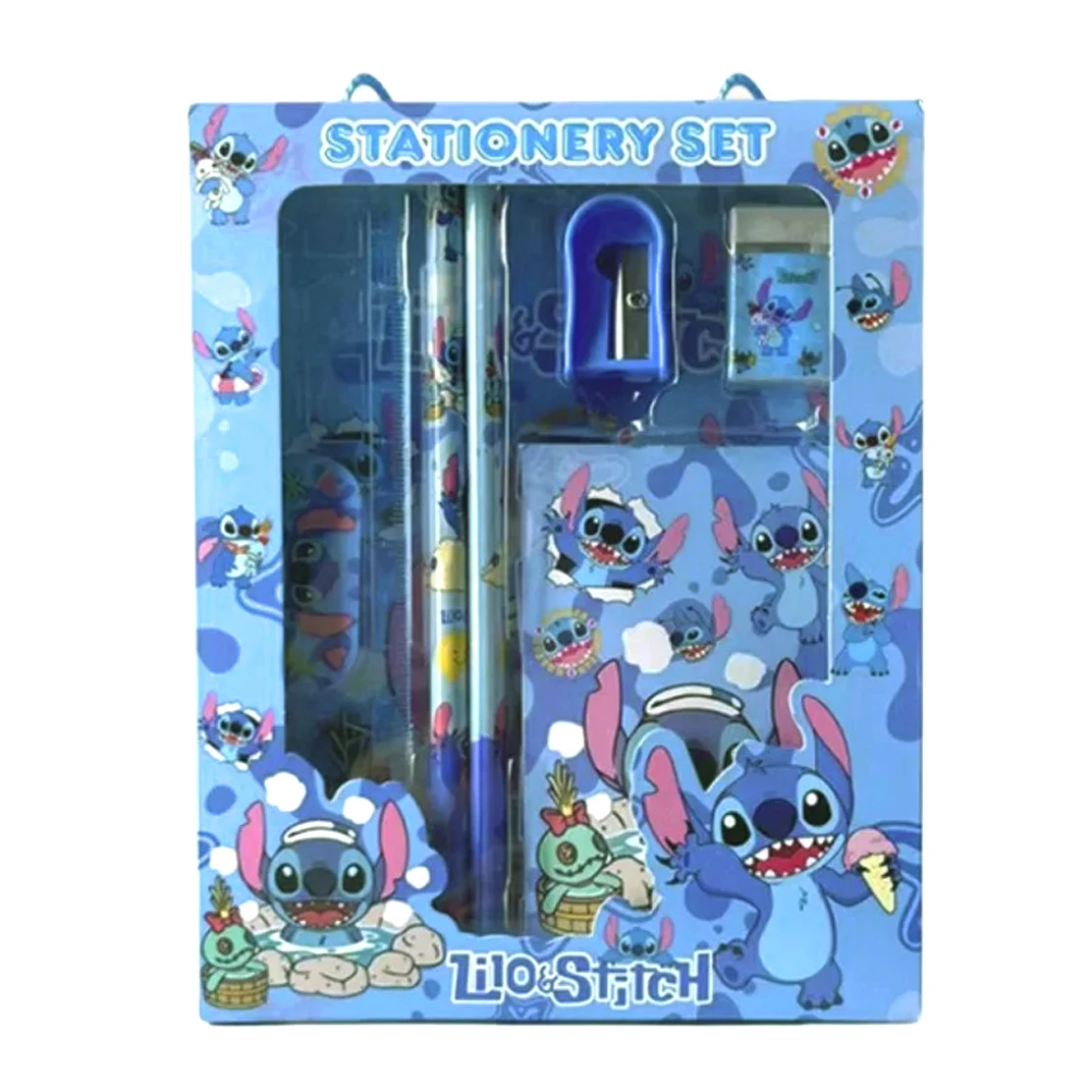 6PCS/Set Disney Stitch Stationery Set School Gifts With Pencil Pen Sharpener Eraser Notebook Ruler - 3