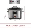 Gourmet Programmable 6-in-1 Multi Cooker with Temperature Probe, 7 qrt, Slow Cook, Rice, Sauté, Sear, Sous Vide, Stainless Steel 6