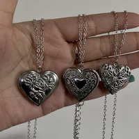 Romantic Heart Locket Pendant Openable Female Silver Color Stainless Steel Photo Frame Charm Necklace for Women Men Jewelry Gift - Image 3