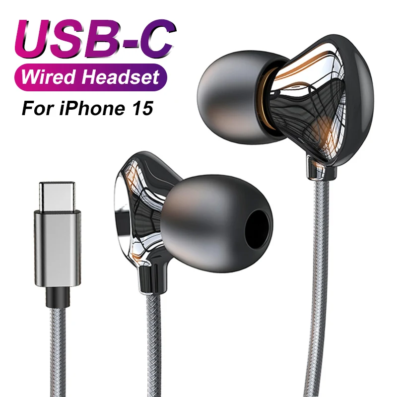 Ceramics USB-C Wired Headphones For iPhone 15 Pro Max Type C Earphones For Samsung Huawei Xiaomi 3.5mm Headset Phone Accessories