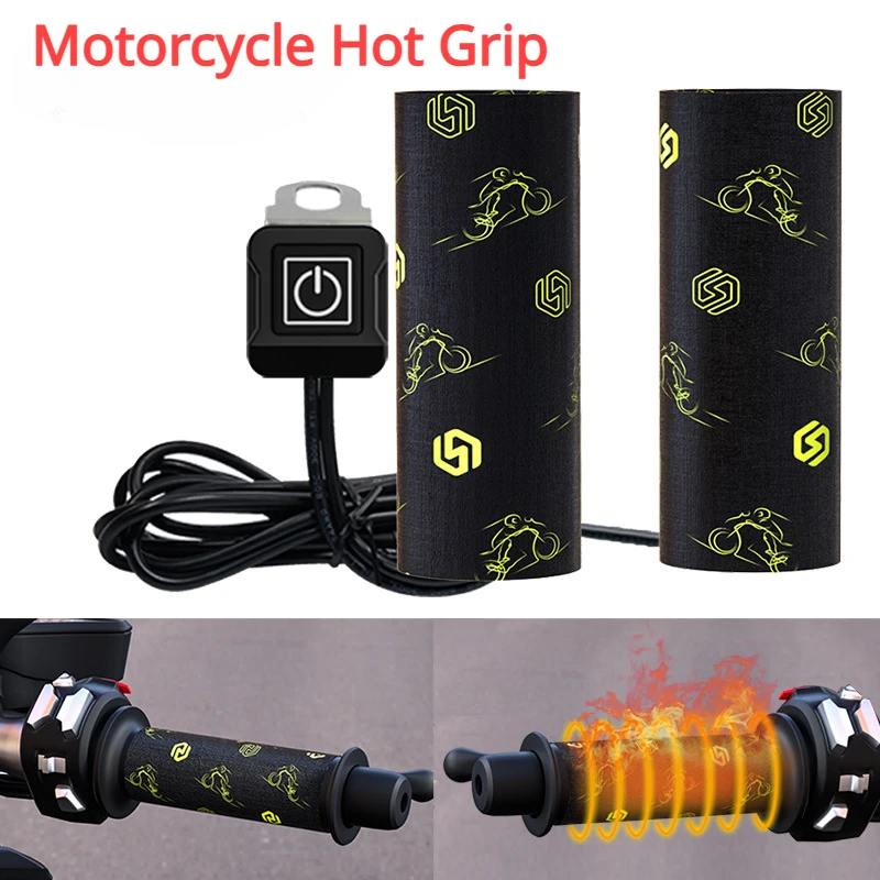 

Motorcycle Hot Grip Motorbike ATV Scooter Electric Heated Grips Handlebar Hand Warmer Aluminum 12V Warmers Handle Grip