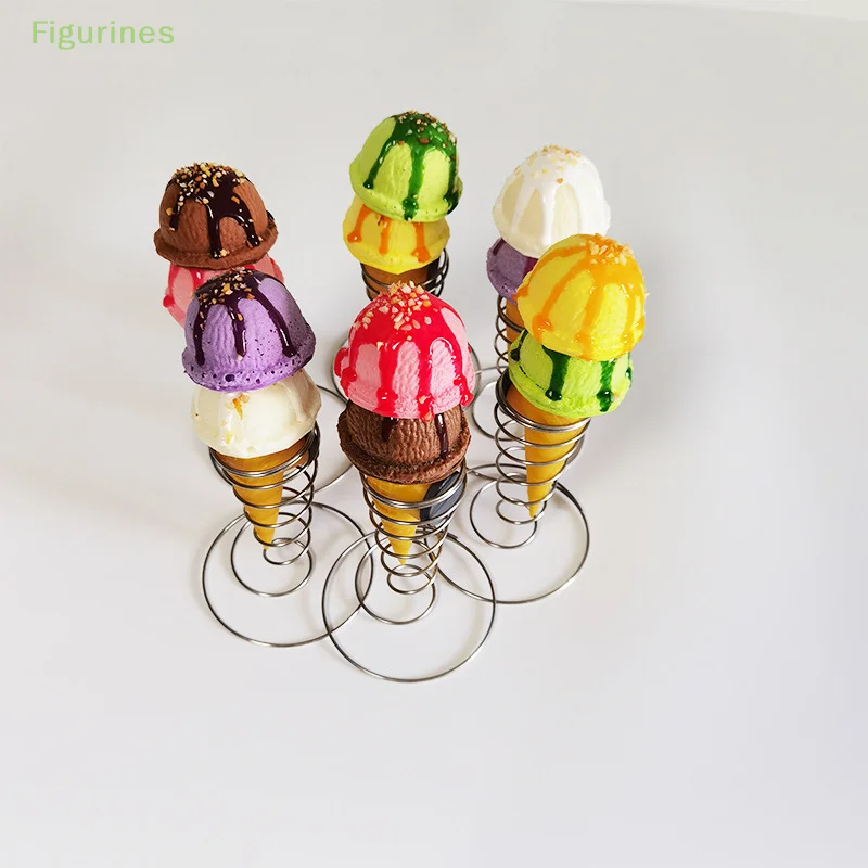 1Pcs Cone Holder Stand Ice Cream Rack French Fry Waffle Display Roll Cones Metal Basket Hand Fries Serving Steel Stainless Pizza ice cream cone holder