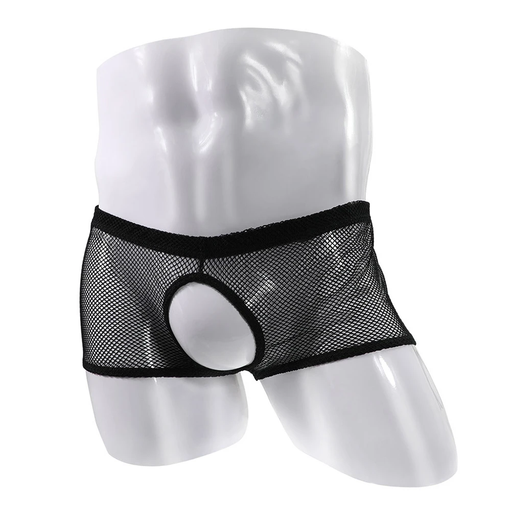 

Men Transparent Mesh Panties See Through Boxer Briefs Open Crotch Underwear Erotic Lingerie Man Soft Hollow Out Underpants