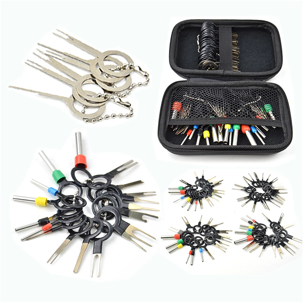 Car Terminal Removal Repair Tools 100Pcs Electrical Wiring Crimp Connector Pin Extractor Kit Keys Automotive Plug Pullers car terminal extractor terminal removal kit car repair tool terminal removal tool car terminal puller electrical connector pin removal kit
