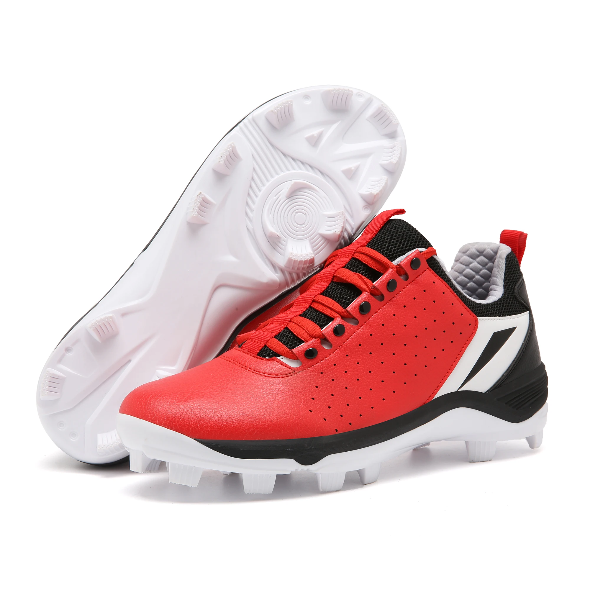 Zapatos de béisbol deportivos para hombre y mujer, zapatillas de entrenamiento profesional para atletas al aire libre, Negro, Rojo, entrenador de béisbol de Softball