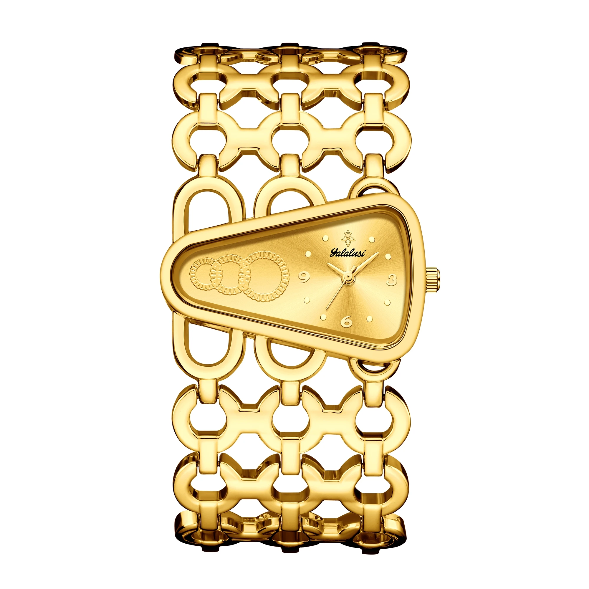 YaLaLuSi Gold Skeleton Chic Ion-Plated Watch with Gift Box