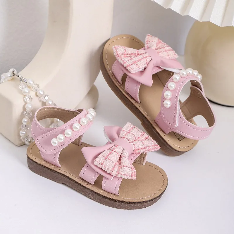 Little Girl Sandal Summer New Sweet Bowknot Children Fashion Princess Causal Sandals School Open-toe Versatile Kids Flat Sandals