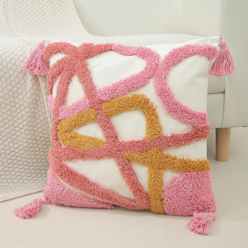TuftedPillowcaseSofaBedHeadBayWindowCushionCoverSimpleTassel