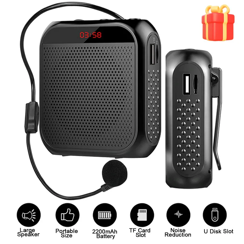 Megaphone Voice Amplifier Portable Personal Voice Speaker with Microphone Display Surround Sound for Teachers Speech Tour Guide Wireless Voice Amplifier