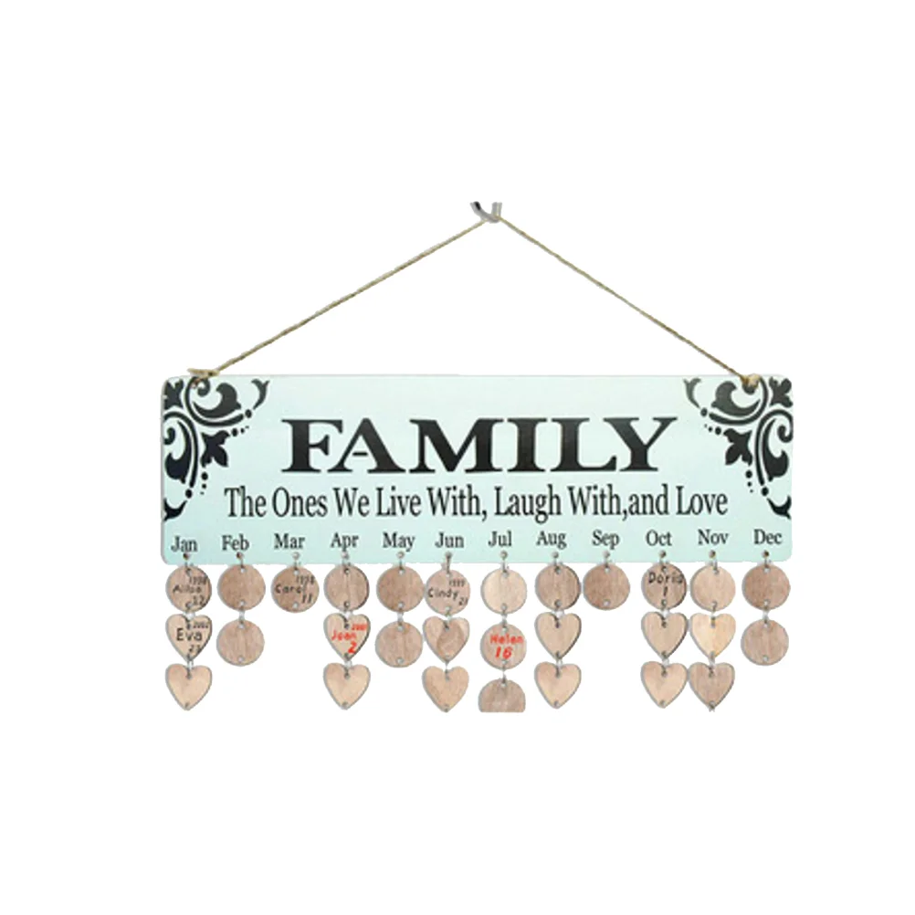 Hanging DIY Wooden Calendar Family Words Reminder Board Plaque Home Ornament