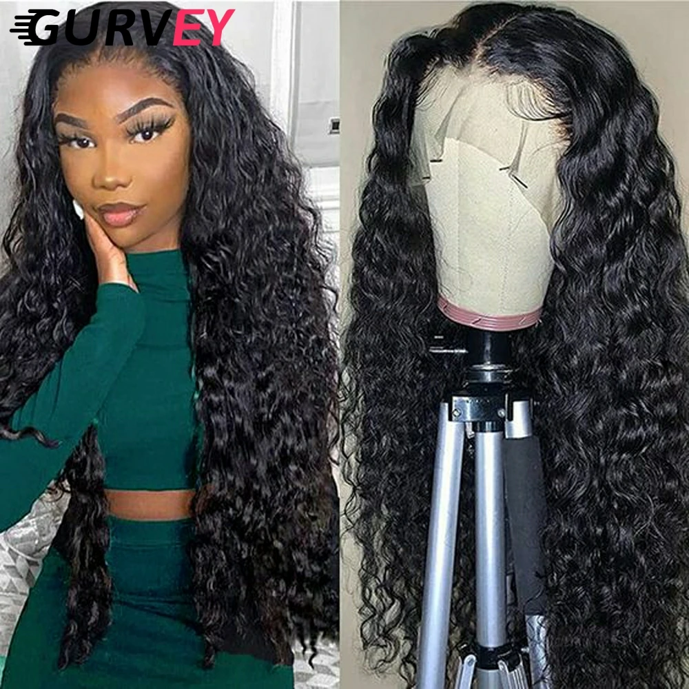 

HD Transparent Deep Curly Wave 13x4 Lace Front Wig Human Hair Pre Plucked 180% Density Wet And Wavy Lace Frontal Wigs For Women