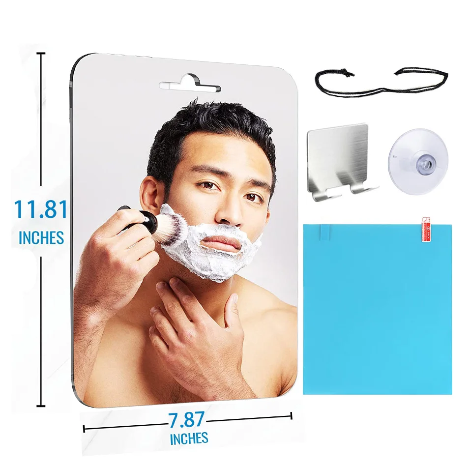 Big size acrylic mirror bathroom tools shower shaving washroom accessories fogless fog free travel mirror unbreakable