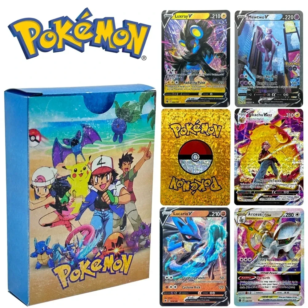 Nuovo 27-55Pcs Pokemon Cards Diamond 3D Colorful Cosplay Gold Vmax Gx Charizard Pikachu Rare Battle Collection Card Kids Toy Gifts