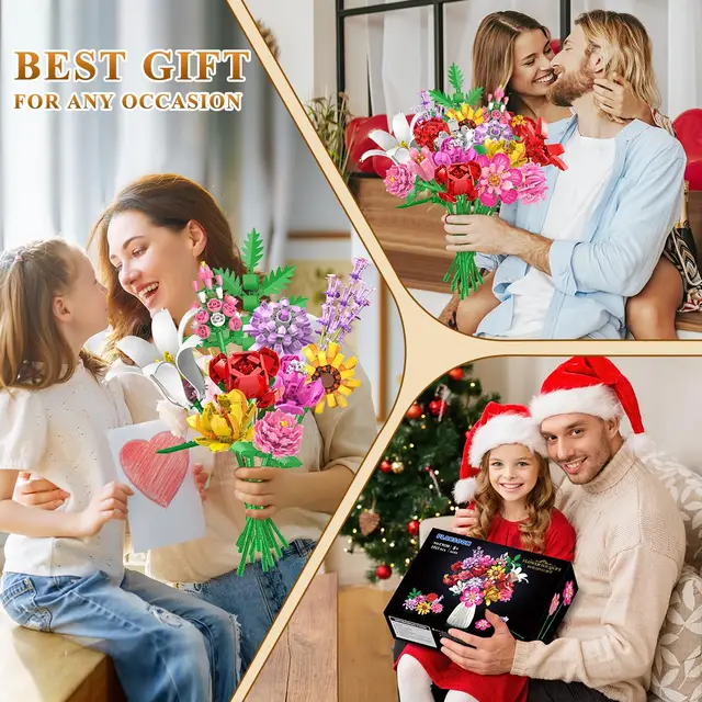 Flower Bouquet Building Set-Botanical Toy Rose Sunflower Home Plant Decor 18 Flowers Models Birthday Gift for Adult Women Kids8+ 5