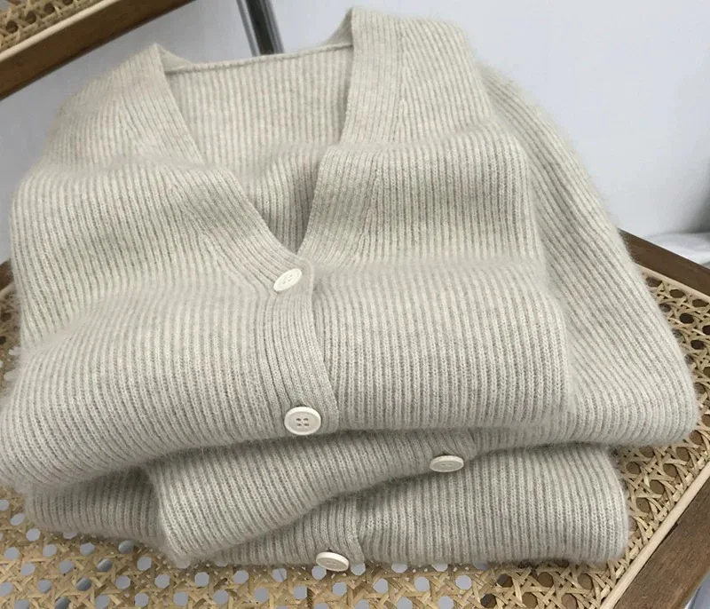 Camere Knitted Open Cardigan Vest Loose V-Ne Women's Top Layered Spring Autumn Woolen oulder Pad Jaet Outerwear